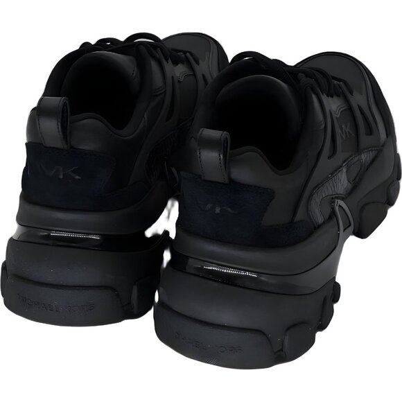 Michael Kors MK Logo Trainer Mixed-Media Black Sneakers Men's 10M - Picture 3 of 6